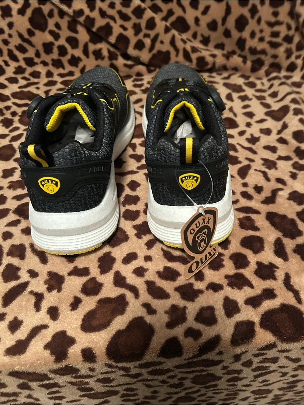 Men's Black and Yellow Athletic Shoes with Dial Closure